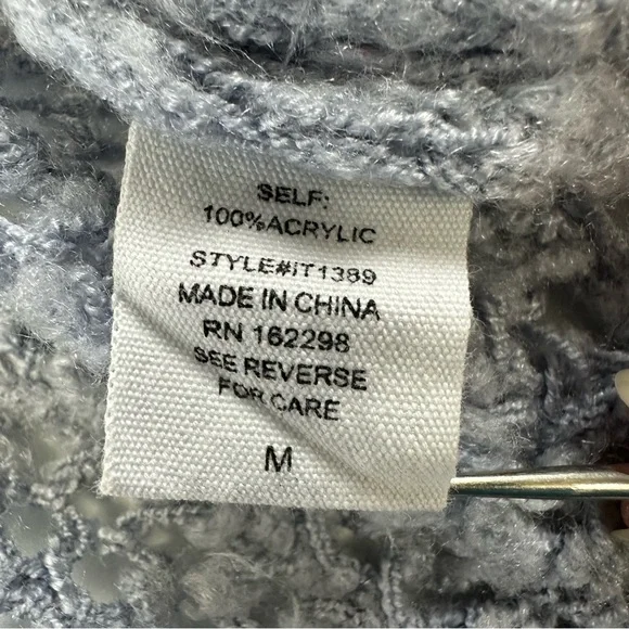 Bucketlist Holes Pattern Oversized Cardigan Medium Cool Blue Romantic Bohemian - Picture 9 of 14